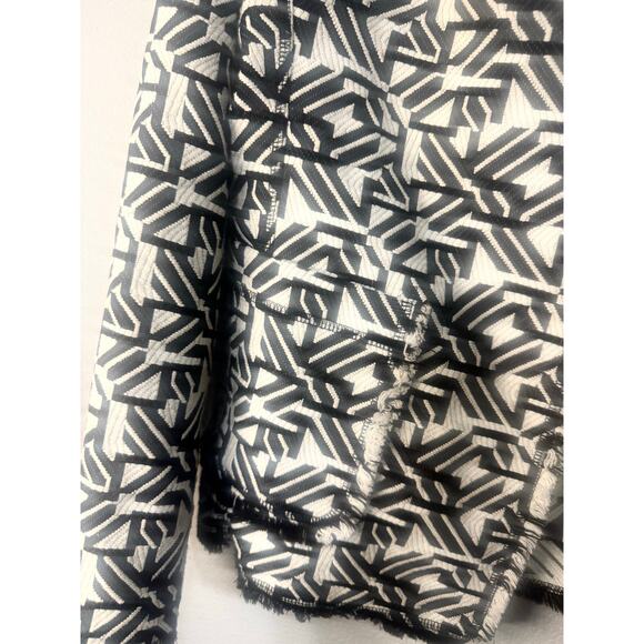 Valerie Stevens Blazer Jacket Women’s XL Black White Geometric Fringe Work Chic - Picture 4 of 9